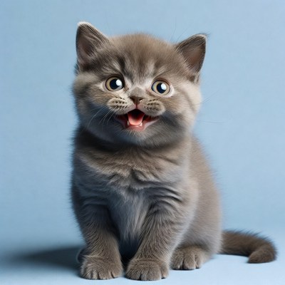 Cute British Shorthair kitten yawning