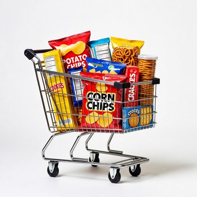 Shopping Cart Full of Snacks