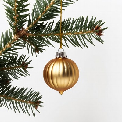Gold Ornament Hanging on Christmas Tree