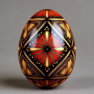 Ornate Red and Gold Decorated Easter Egg