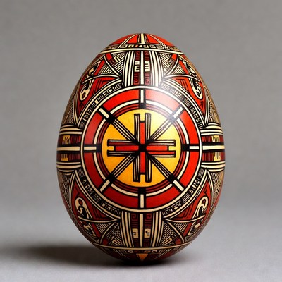 Ornate Red and Black Decorated Easter Egg