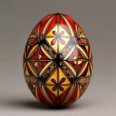 Red intricately painted Easter egg