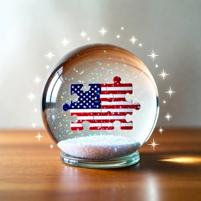 American Flag Puzzle in Snow Globe