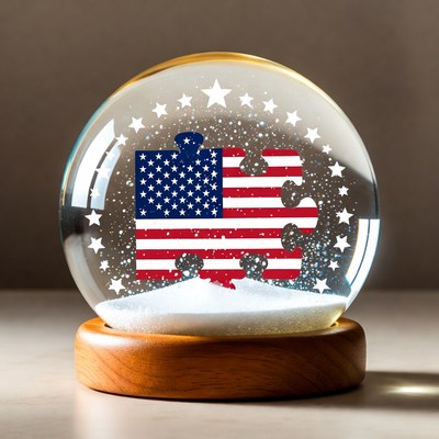 USA Flag Puzzle in Snow Globe