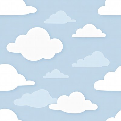 Cartoon White Clouds on Blue Sky