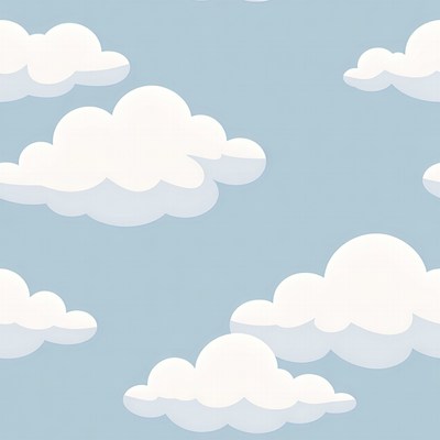 White Clouds on Blue Sky Pattern
