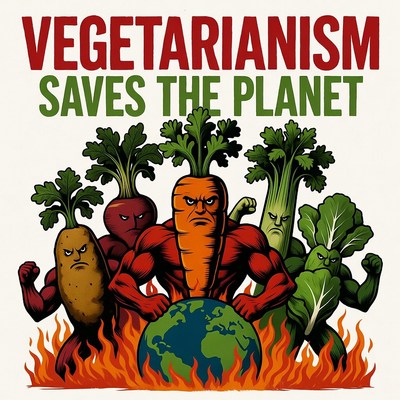 Vegetarianism Superhero Vegetables Save Planet