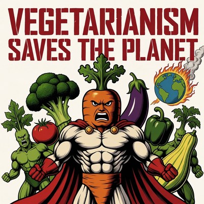 Vegetarianism Saves Planet Superhero Veggies