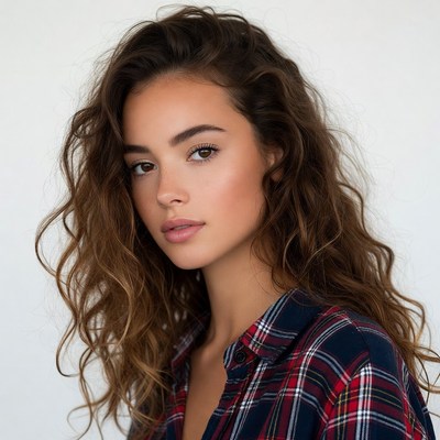 Beautiful woman with wavy brown hair