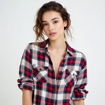 Woman in plaid shirt