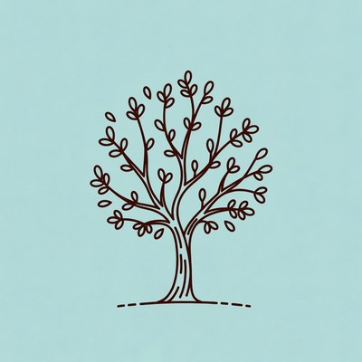 Tree illustration on blue background