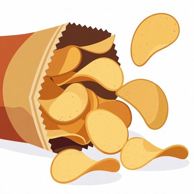 Chips spilling from open bag
