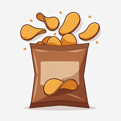 Chips spilling from open bag