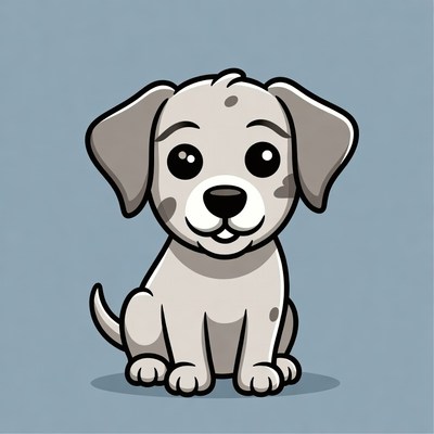 Cute cartoon puppy sitting