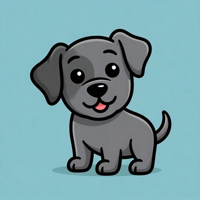 Cute black puppy illustration