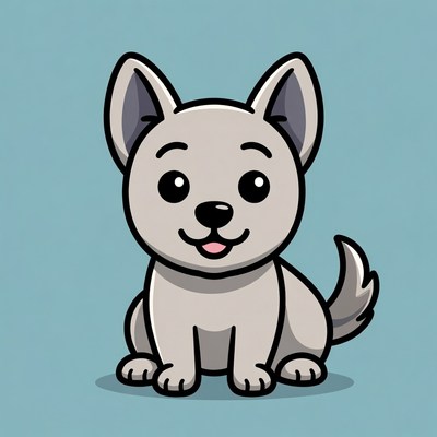 Cute gray puppy illustration