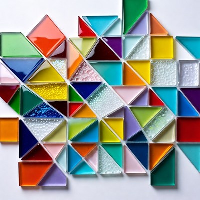 Colorful Glass Mosaic Triangle Pattern