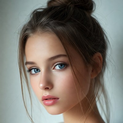 Young woman with messy bun hairstyle
