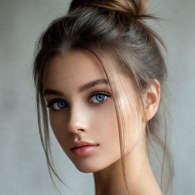 Beautiful woman with messy bun