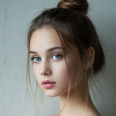 Young woman with bun hairstyle