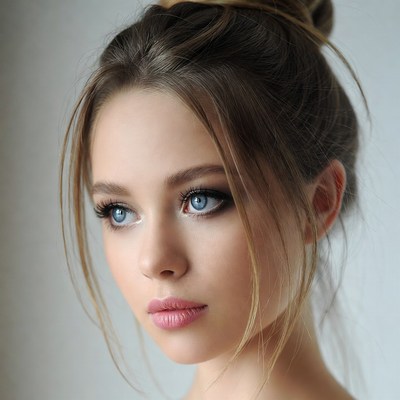 Beautiful woman with bun hairstyle