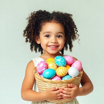 Black girl holding Easter eggs