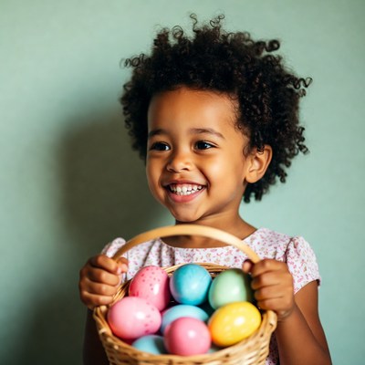 Black girl holding Easter basket