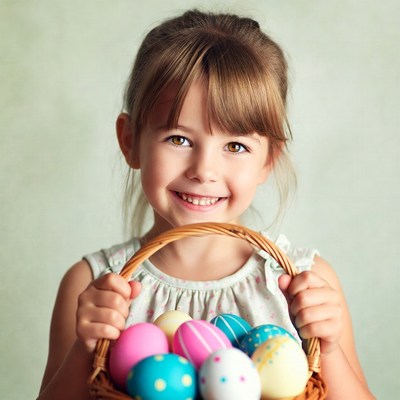 Girl holding Easter egg basket