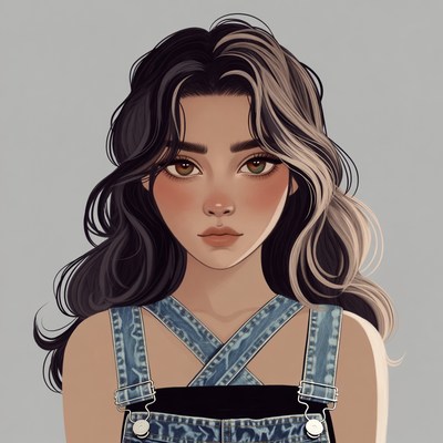 Woman in denim overalls portrait