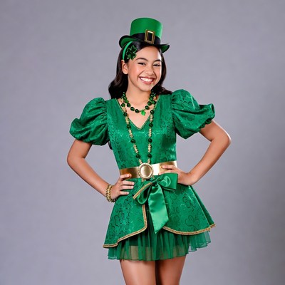 Girl in green St. Patrick's Day costume