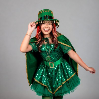 Girl in green St. Patrick's Day costume