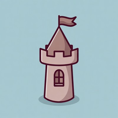 Cartoon castle with flag