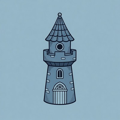 Blue Cartoon Castle Tower