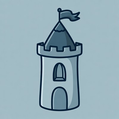 Cartoon castle with flag