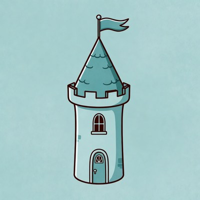 Blue Cartoon Castle Illustration