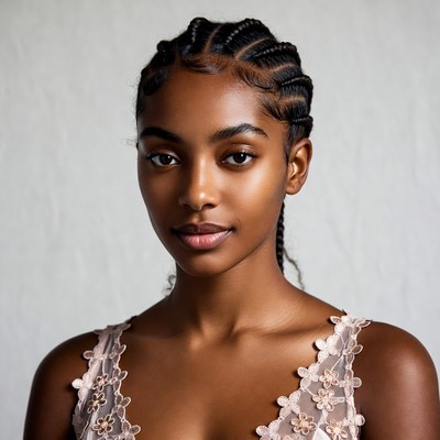 African-American woman with cornrows