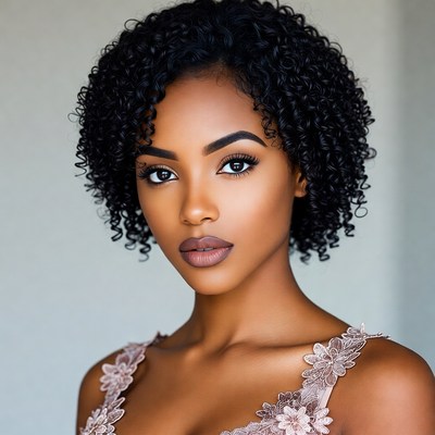 Beautiful African-American woman with curly hair
