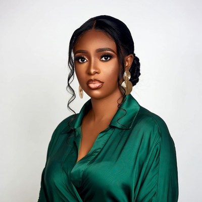 Beautiful Black woman in green dress