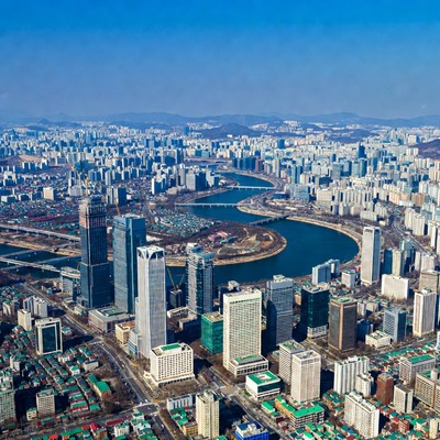 Aerial view of Seoul skyline