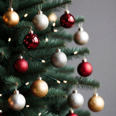 Christmas tree with colorful ornaments