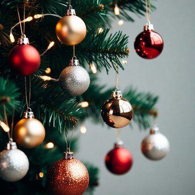 Christmas tree with colorful ornaments