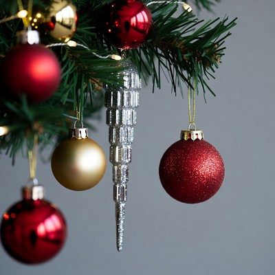 Christmas tree with red gold ornaments