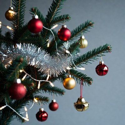 Christmas tree with red gold ornaments