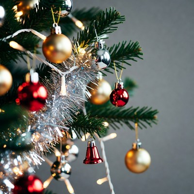Decorated Christmas tree with ornaments
