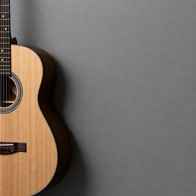 Acoustic Guitar on Gray Wall