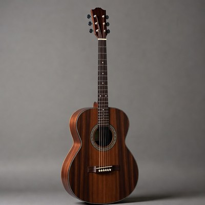 Acoustic Guitar on Gray Background