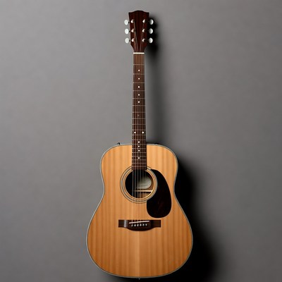 Acoustic Guitar on Gray Wall