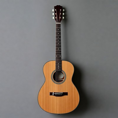 Acoustic Guitar on Gray Wall