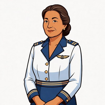 Asian woman in flight attendant uniform