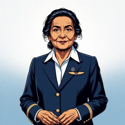 Female pilot in navy uniform